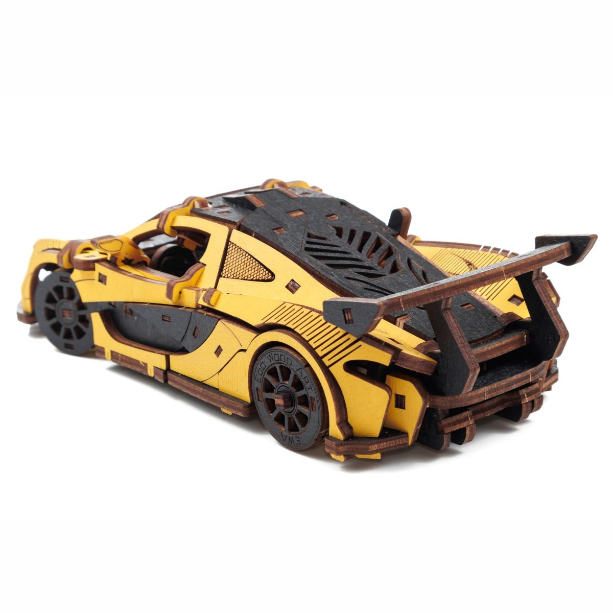3D Wooden Model Kit | Racing Car Yellow (BEW011e) – Wooden constructors | Varvikas.Shop