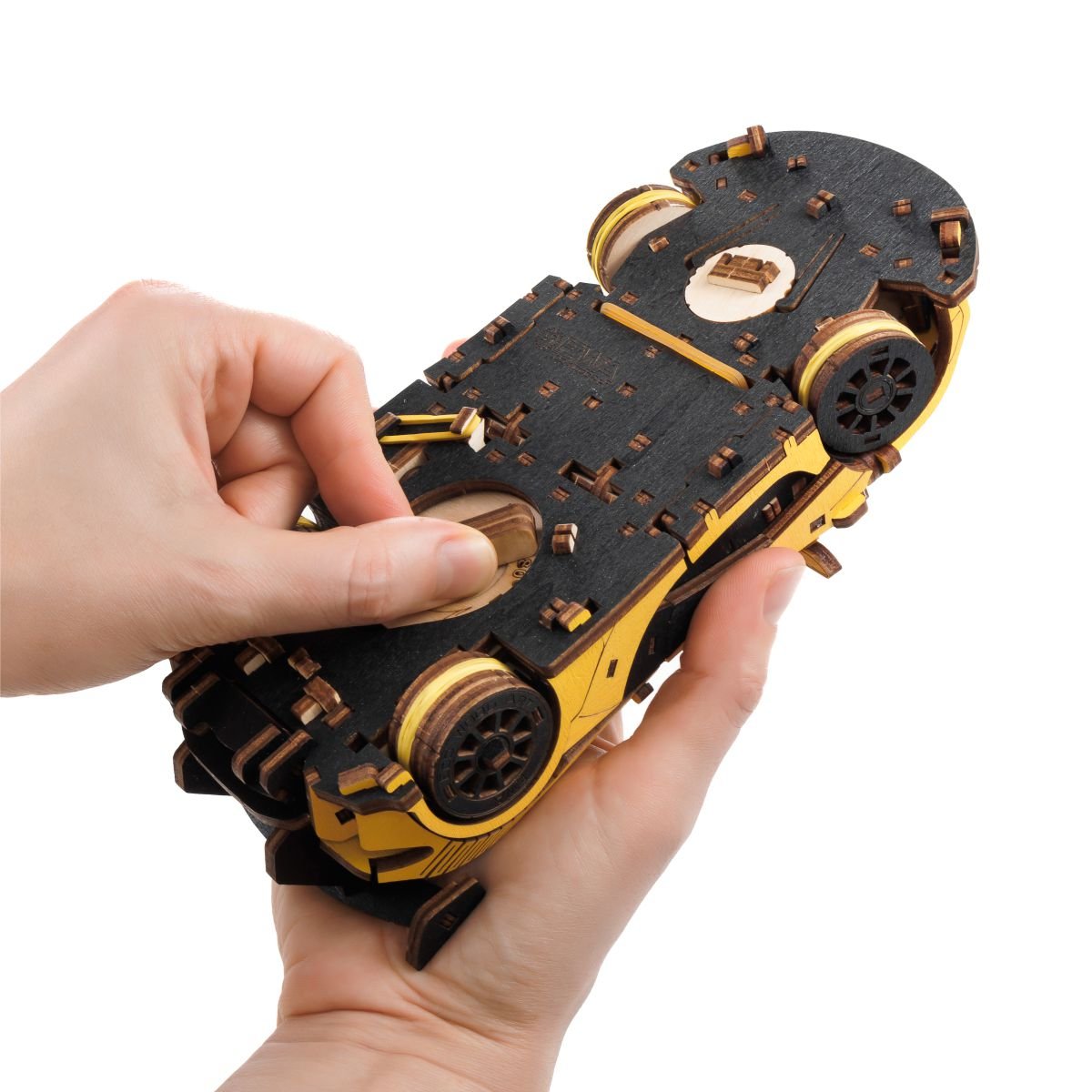3D Wooden Model Kit | Racing Car Yellow (BEW011e) – Wooden constructors | Varvikas.Shop
