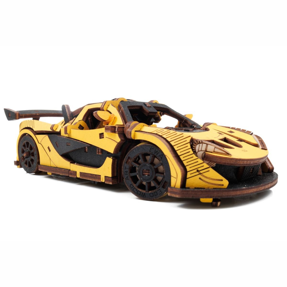 3D Wooden Model Kit | Racing Car Yellow (BEW011e) – Wooden constructors | Varvikas.Shop