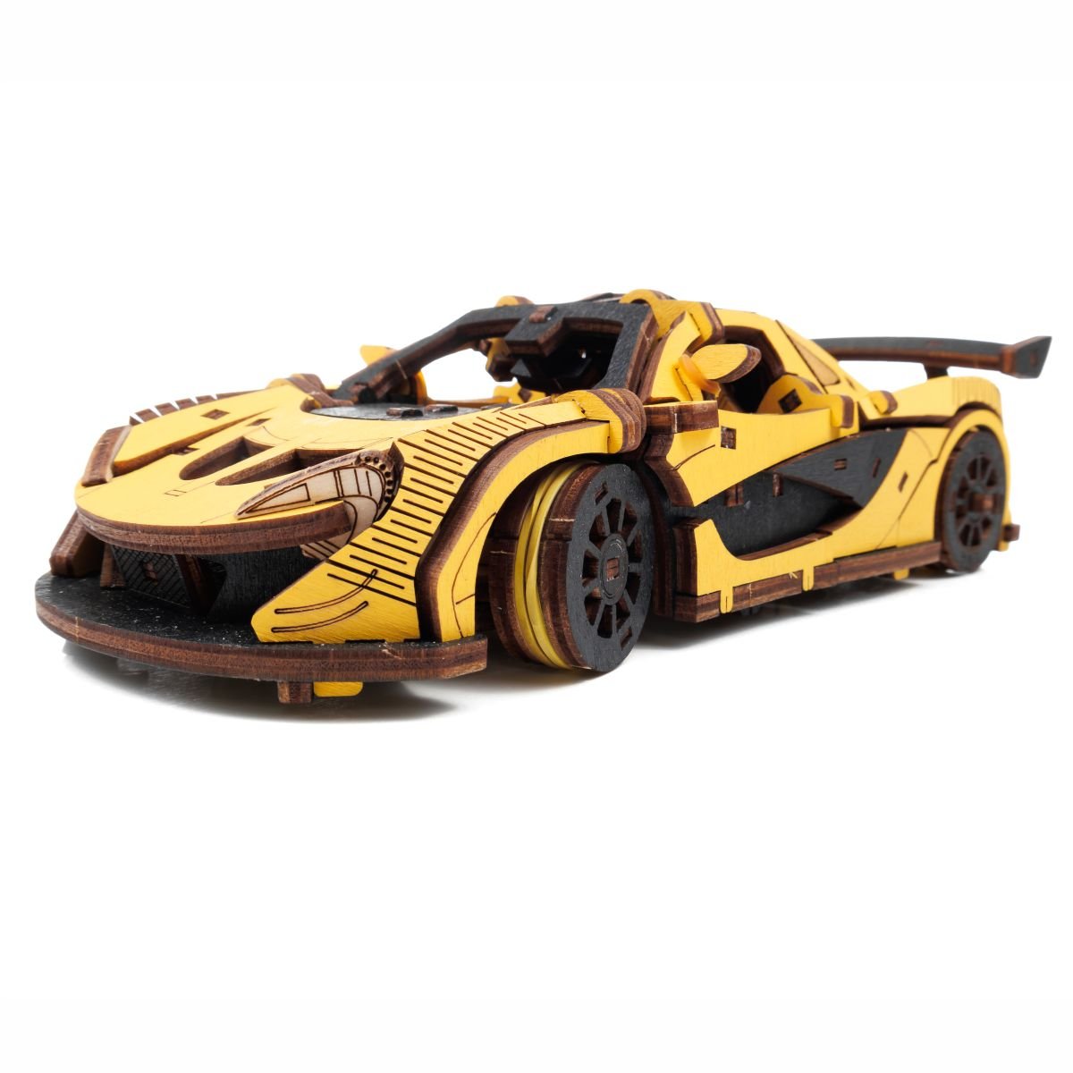 3D Wooden Model Kit | Racing Car Yellow (BEW011e) – Wooden constructors | Varvikas.Shop