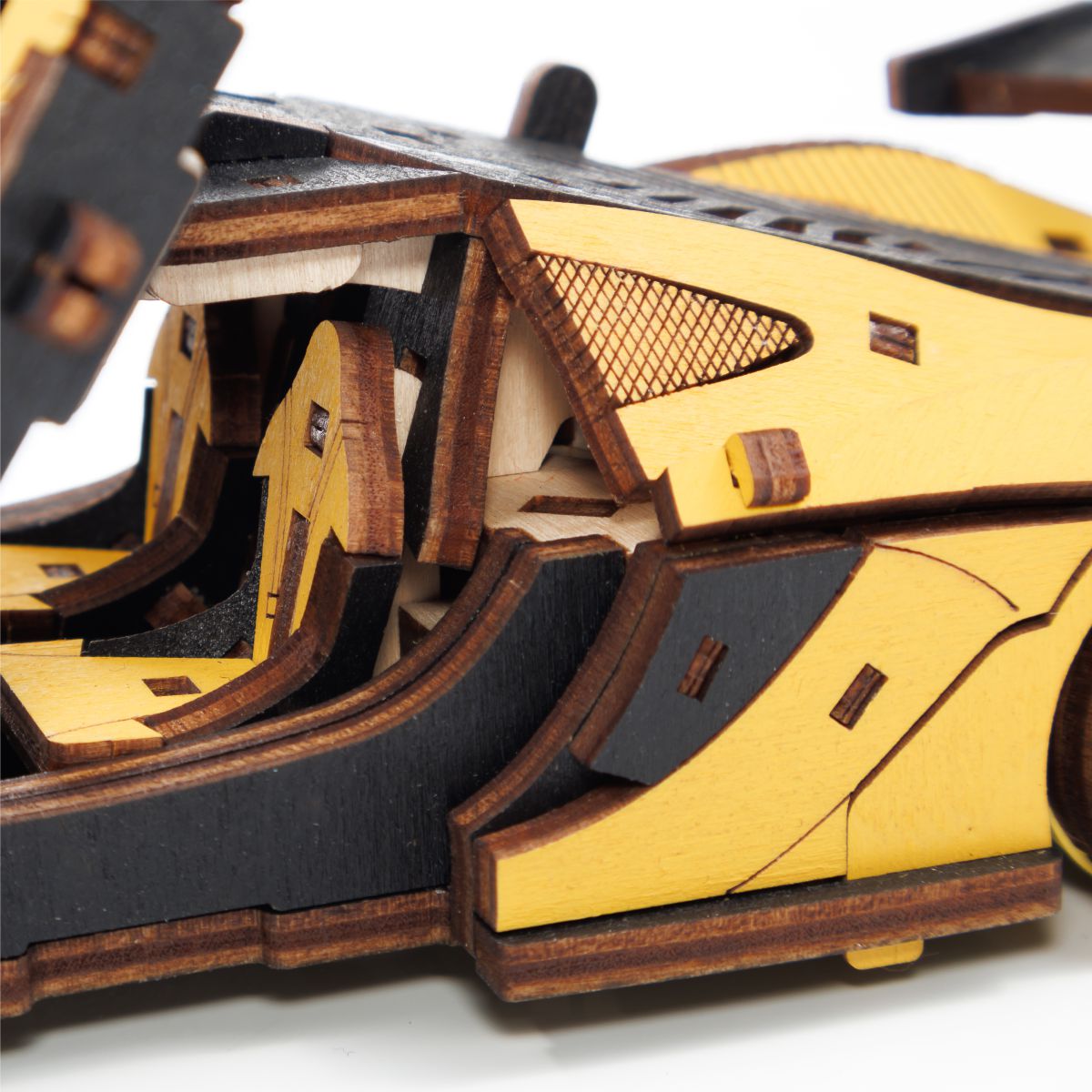 3D Wooden Model Kit | Racing Car Yellow (BEW011e) – Wooden constructors | Varvikas.Shop