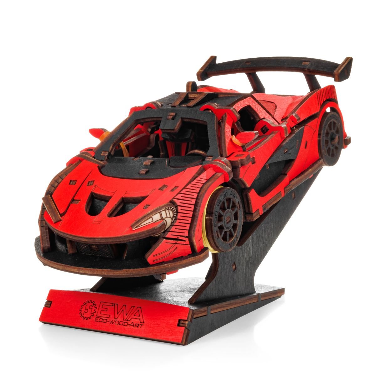 3D Wooden Model Kit | Red Racing Car (BEW007e) – Wooden constructors | Varvikas.Shop