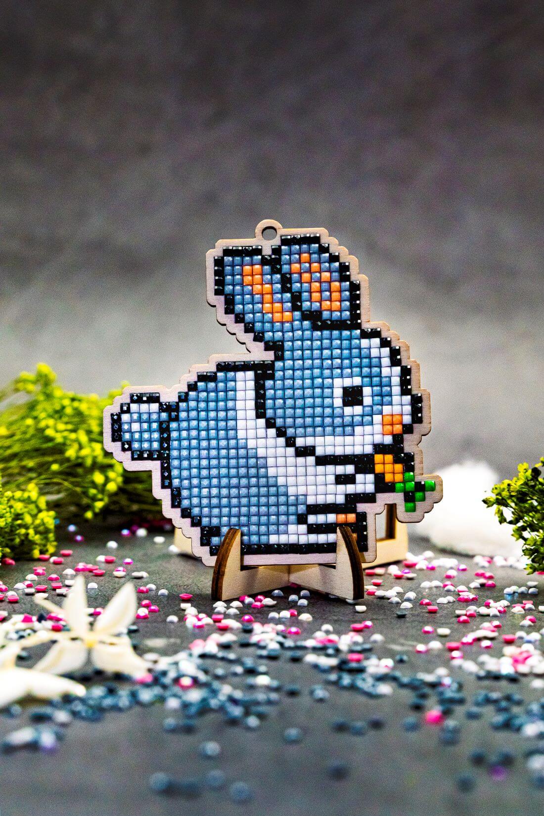 5D Diamond Painting 12.5x12.5 cm | Bunny with carrot | Wooden Base (U0108e) – Diamond painting | Varvikas.Shop