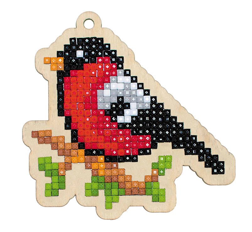 5D Diamond Painting 12.5x12.5 cm | Pendant Bullfinch | Wooden Base (U0311e) – Diamond painting | Varvikas.Shop