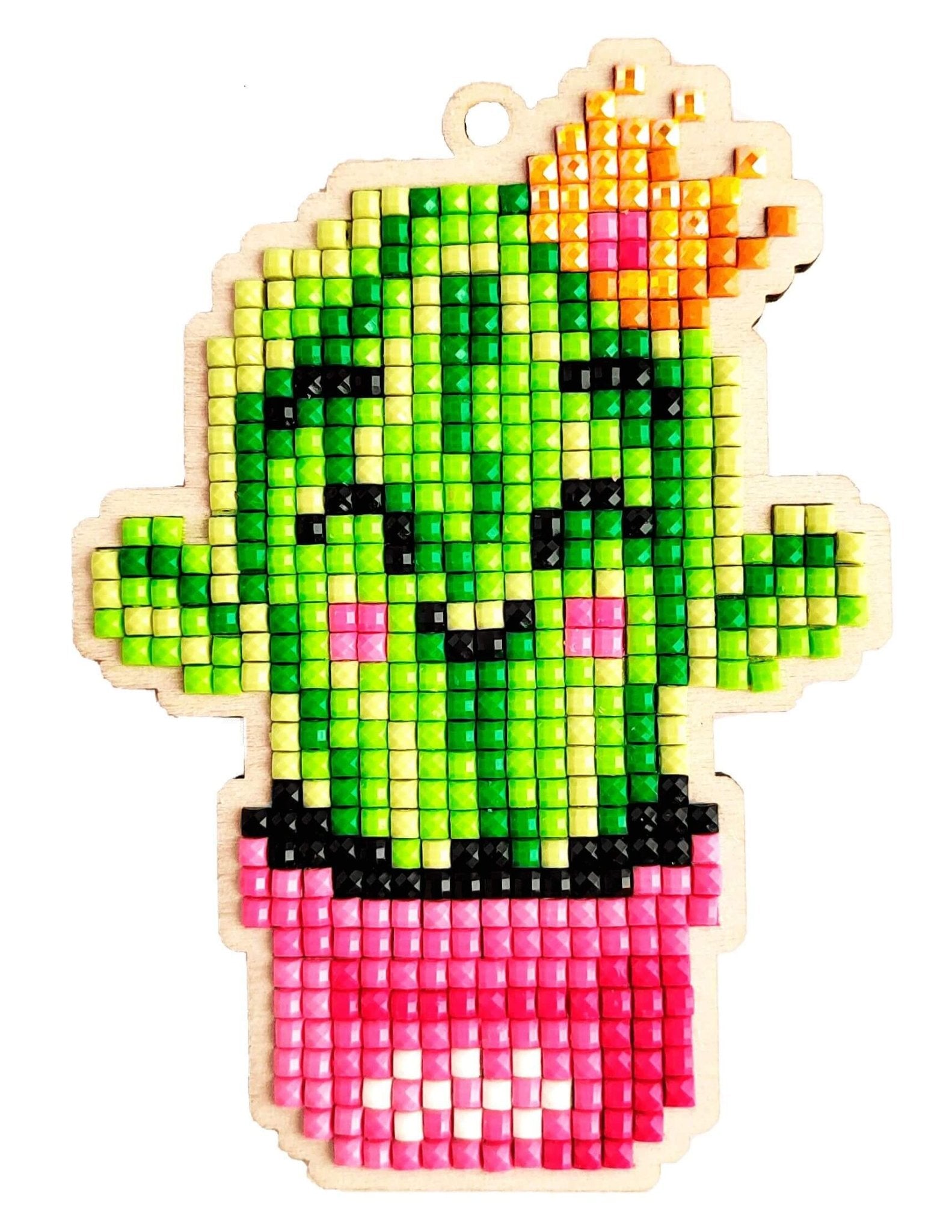 5D Diamond Painting 12.5x12.5 cm | Pendant Cactus princess | Wooden Base (U04e) – Diamond painting | Varvikas.Shop