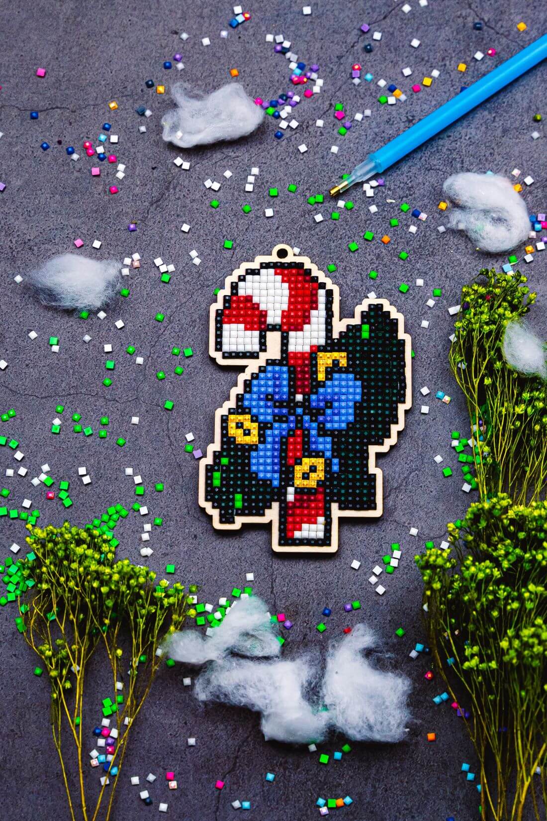 5D Diamond Painting 12.5x12.5 cm | Pendant Christmas lollipop | Wooden Base (U0318e) – Diamond painting | Varvikas.Shop