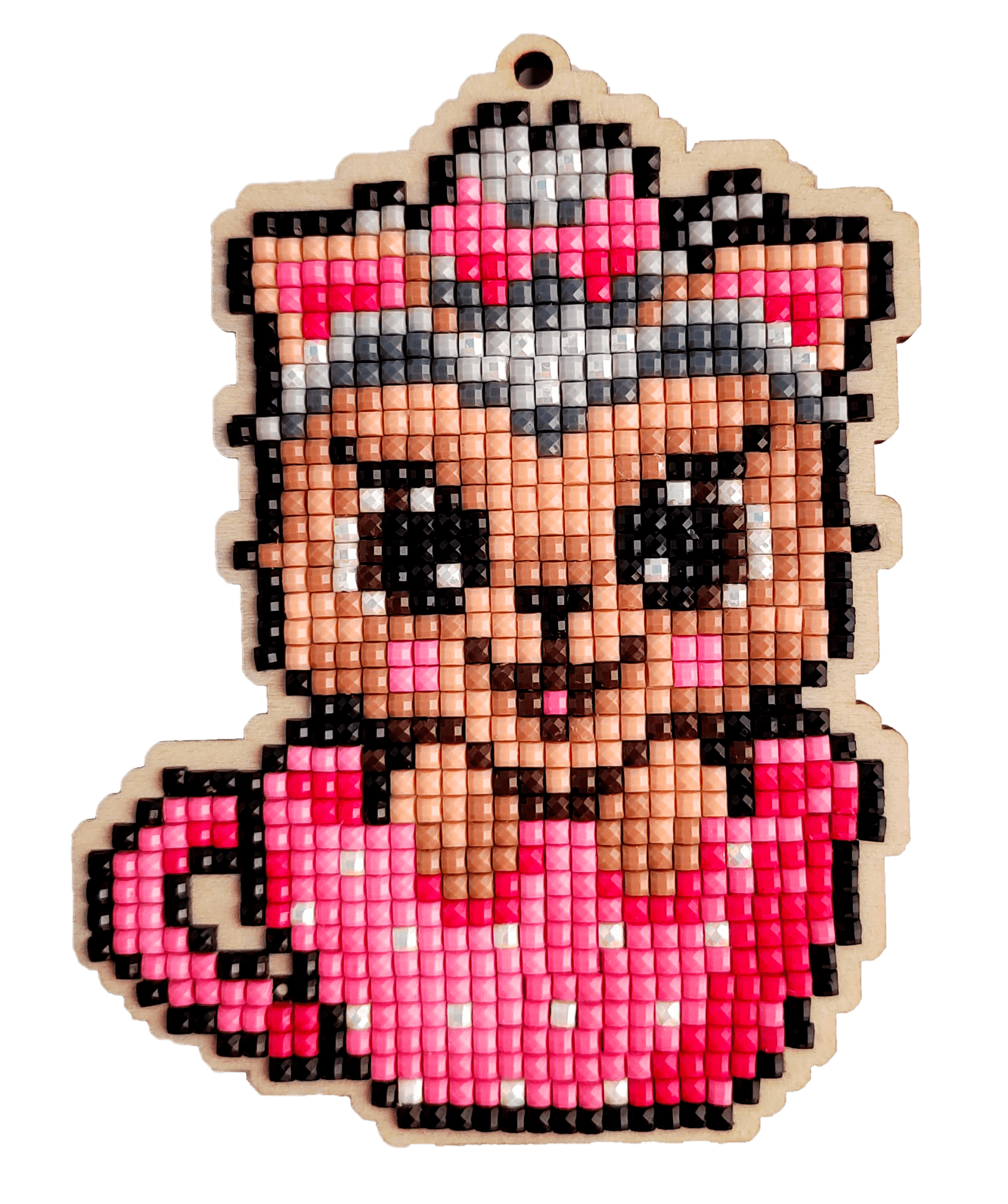 5D Diamond Painting 12.5x12.5 cm | Pendant Cute puppy in a cup | Wooden Base (U15e) – Diamond painting | Varvikas.Shop