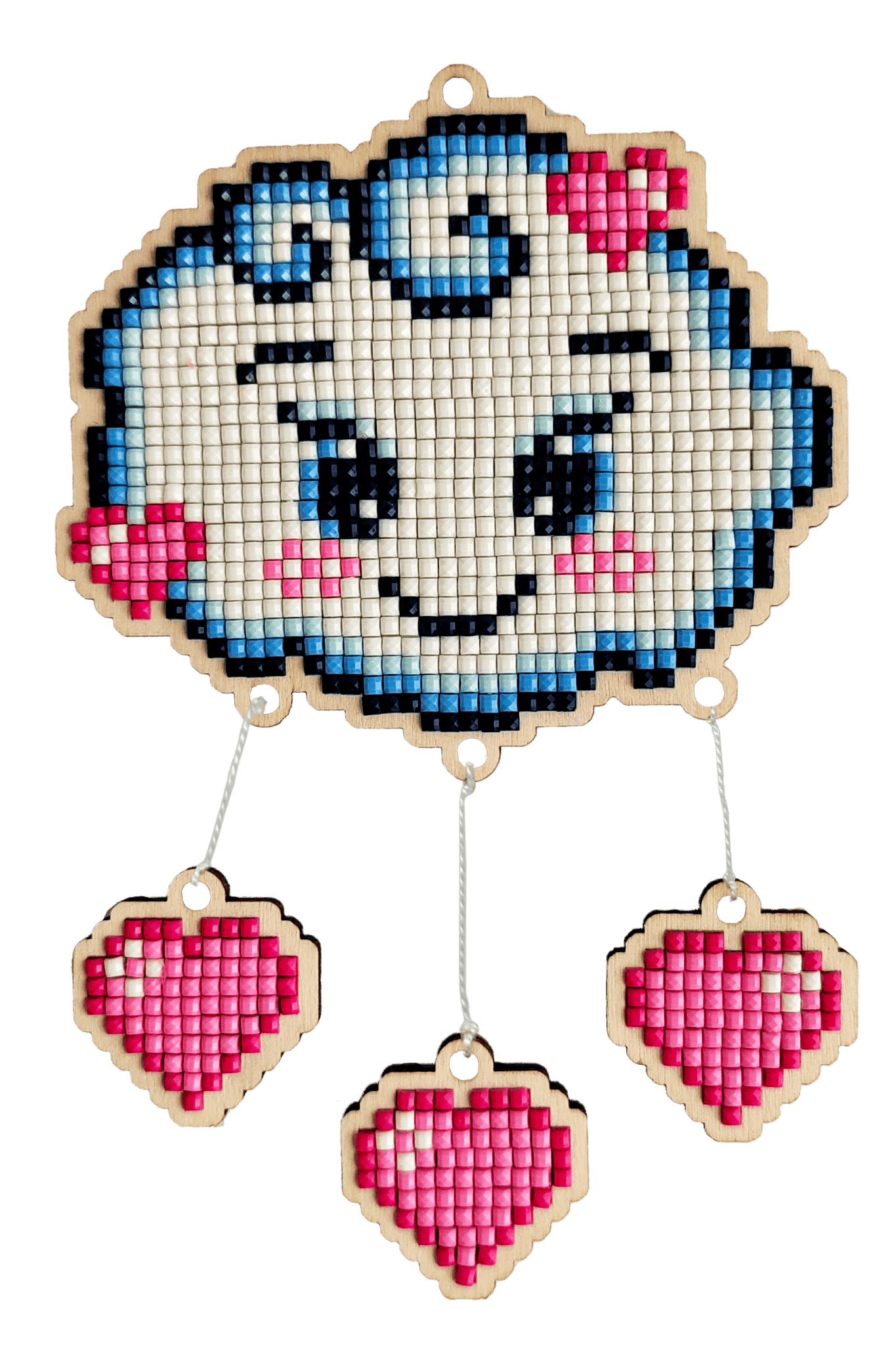 5D Diamond Painting 12.5x12.5 cm | Pendant Dreamcatcher Cloud | Wooden Base (U25e) – Diamond painting | Varvikas.Shop