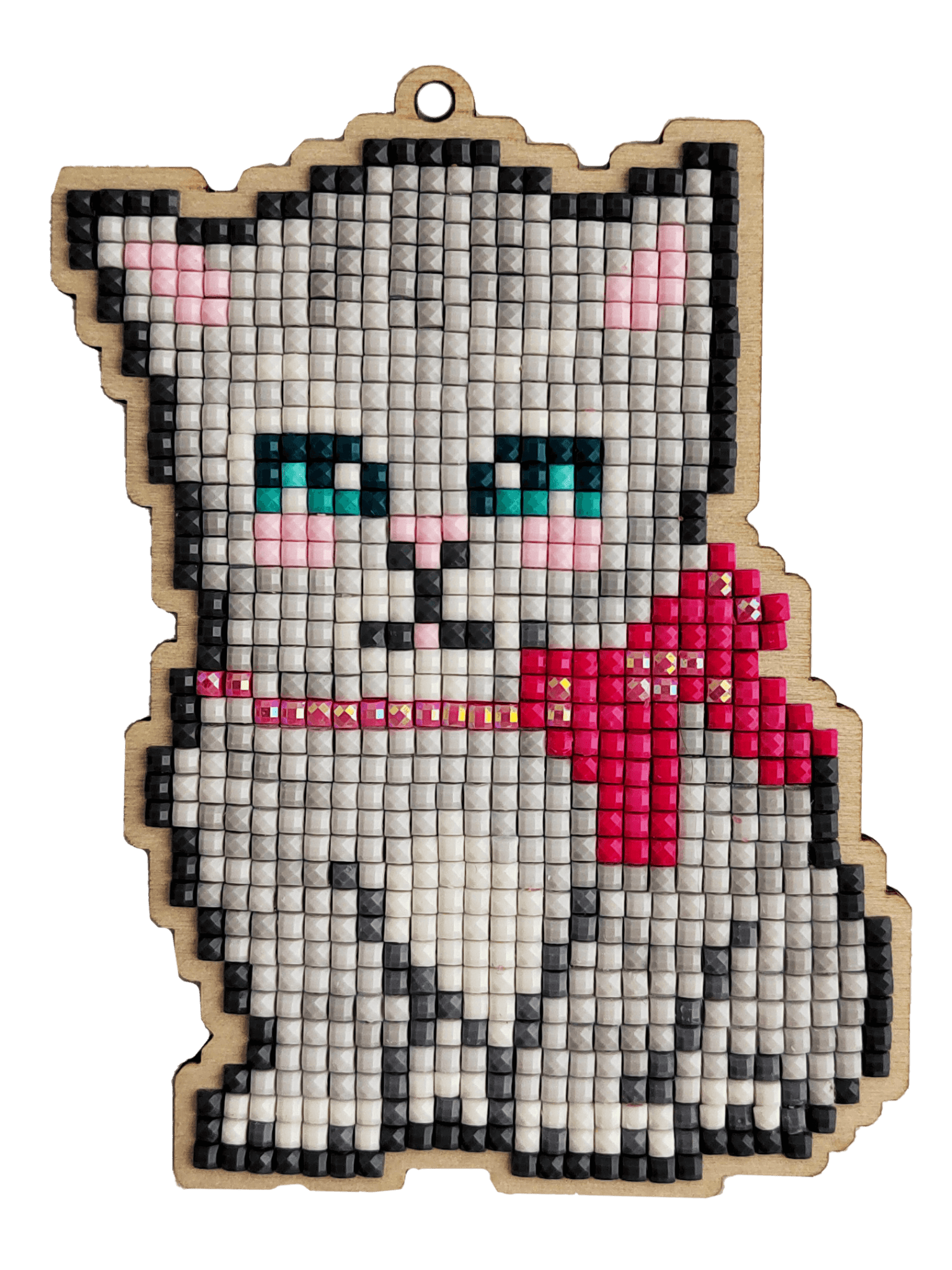 5D Diamond Painting 12.5x12.5 cm | Pendant Grey cat | Wooden Base (U08e) – Diamond painting | Varvikas.Shop