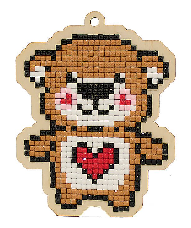 5D Diamond Painting 12.5x12.5 cm | Pendant Heart plush toy | Wooden Base (U0325e) – Diamond painting | Varvikas.Shop