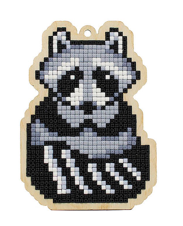 5D Diamond Painting 12.5x12.5 cm | Pendant Racoon | Wooden Base (U0399e) – Diamond painting | Varvikas.Shop