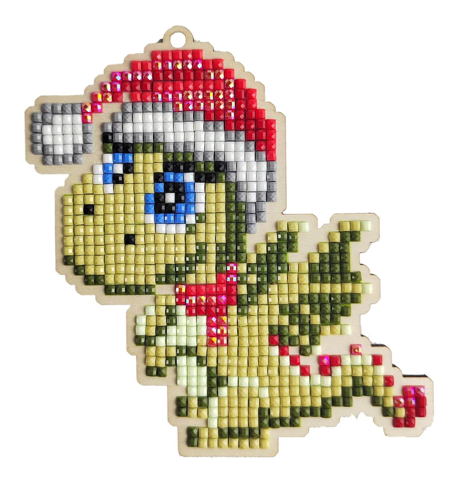 5D Diamond Painting 12.5x12.5 cm | Pendant Santa dragon | Wooden Base (U20e) – Diamond painting | Varvikas.Shop