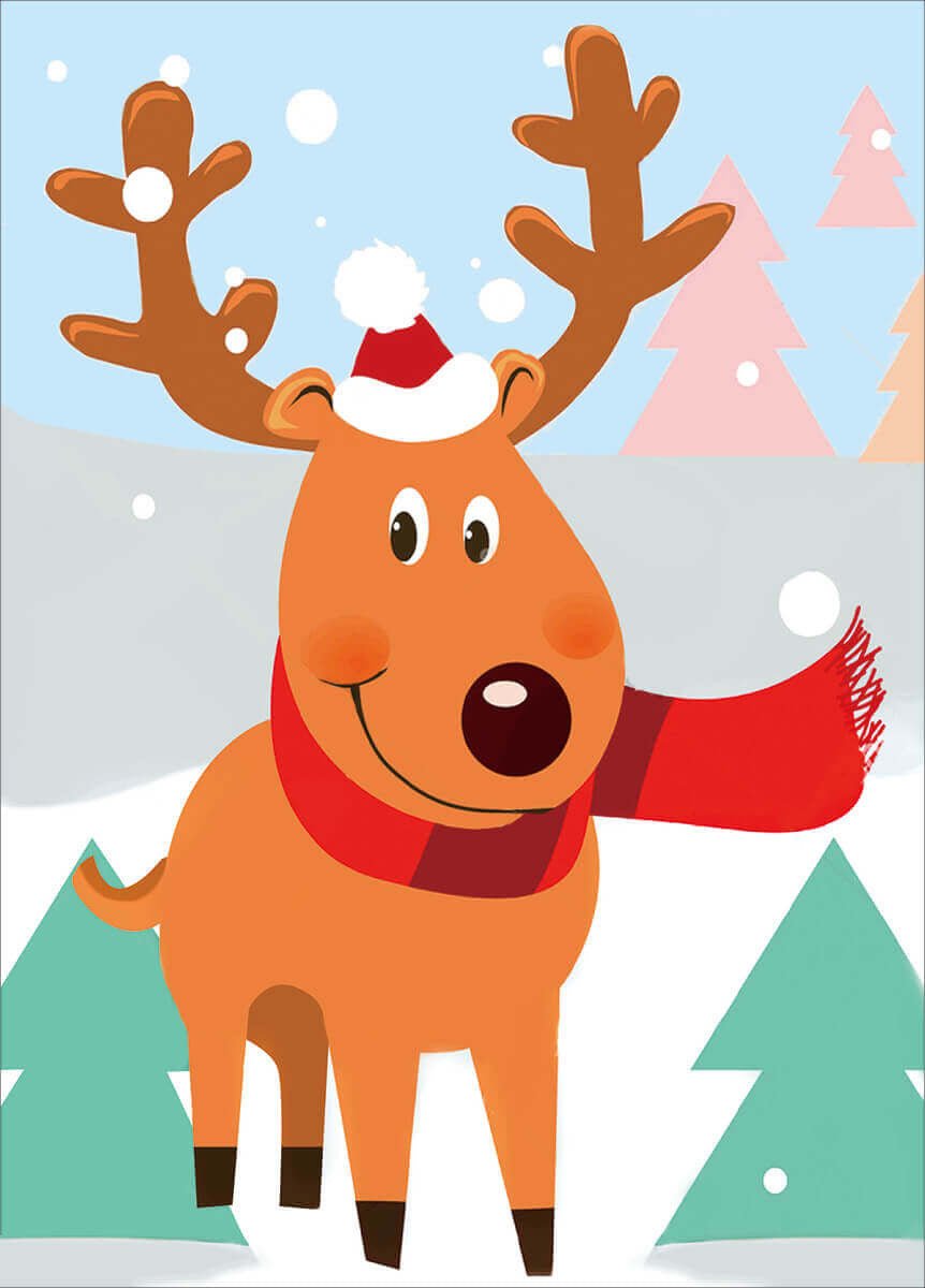 5D Diamond Painting 17х22 cm | Christmas Deer (X018e) – Diamond painting | Varvikas.Shop