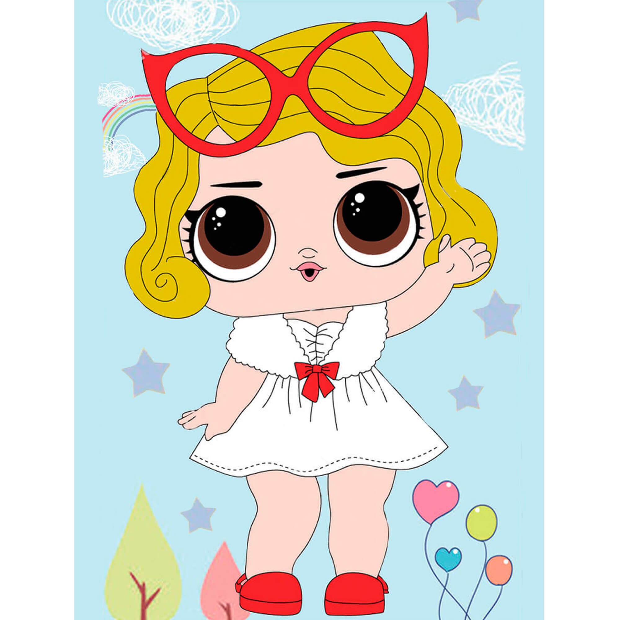 5D Diamond Painting 17х22 cm | Little Girl with Glasses (X016e) – Diamond painting | Varvikas.Shop