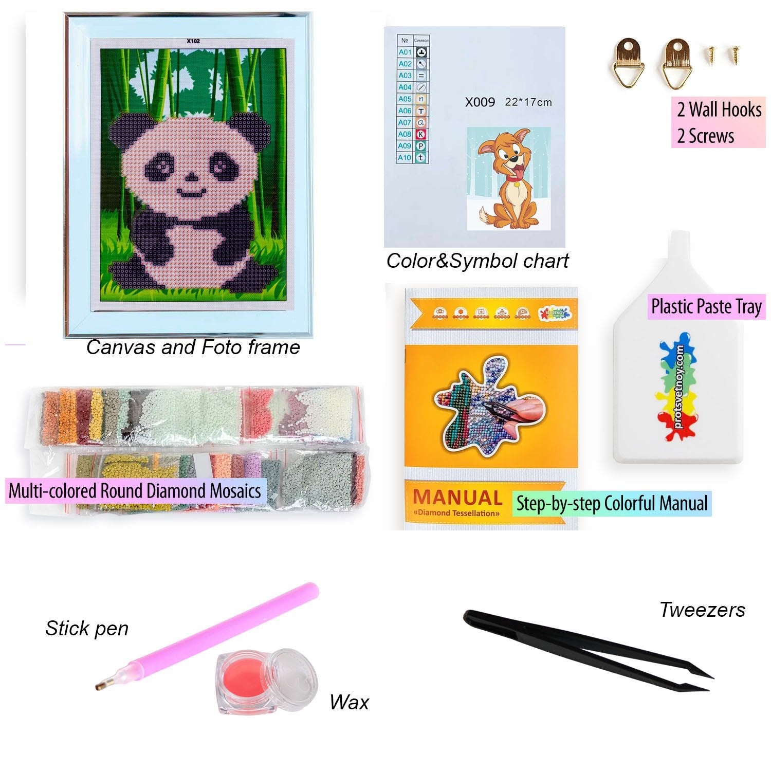 5D Diamond Painting 17х22 cm | Little Panda (X102e) – Diamond painting | Varvikas.Shop