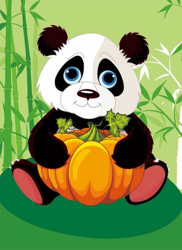5D Diamond Painting 17х22 cm | Panda with Pumpkin (X008e) – Diamond painting | Varvikas.Shop