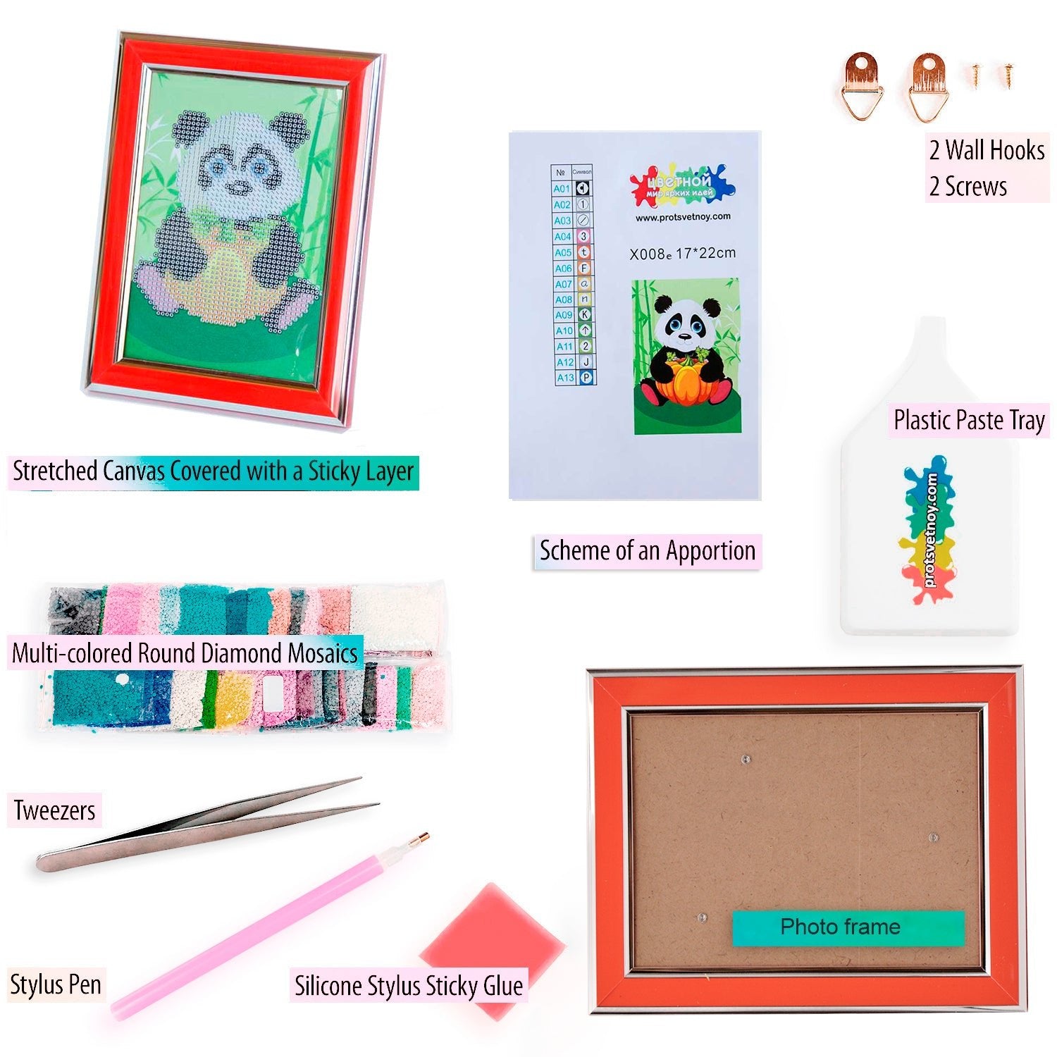 5D Diamond Painting 17х22 cm | Panda with Pumpkin (X008e) – Diamond painting | Varvikas.Shop