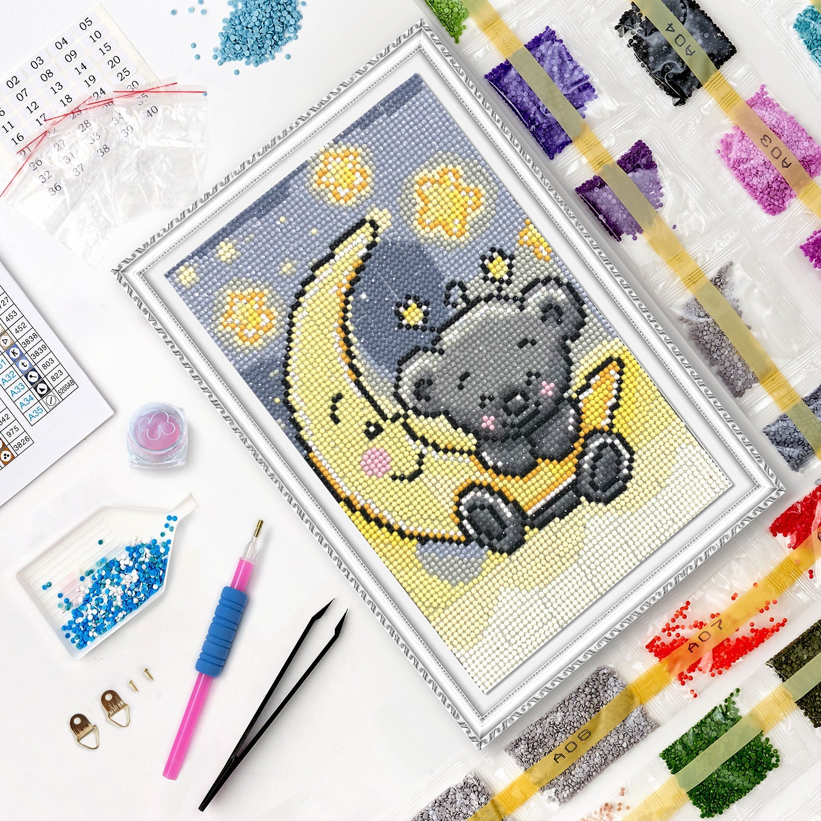 5D Diamond Painting 20x30 cm | Bear on the moon (LC016e) – Diamond painting | Varvikas.Shop