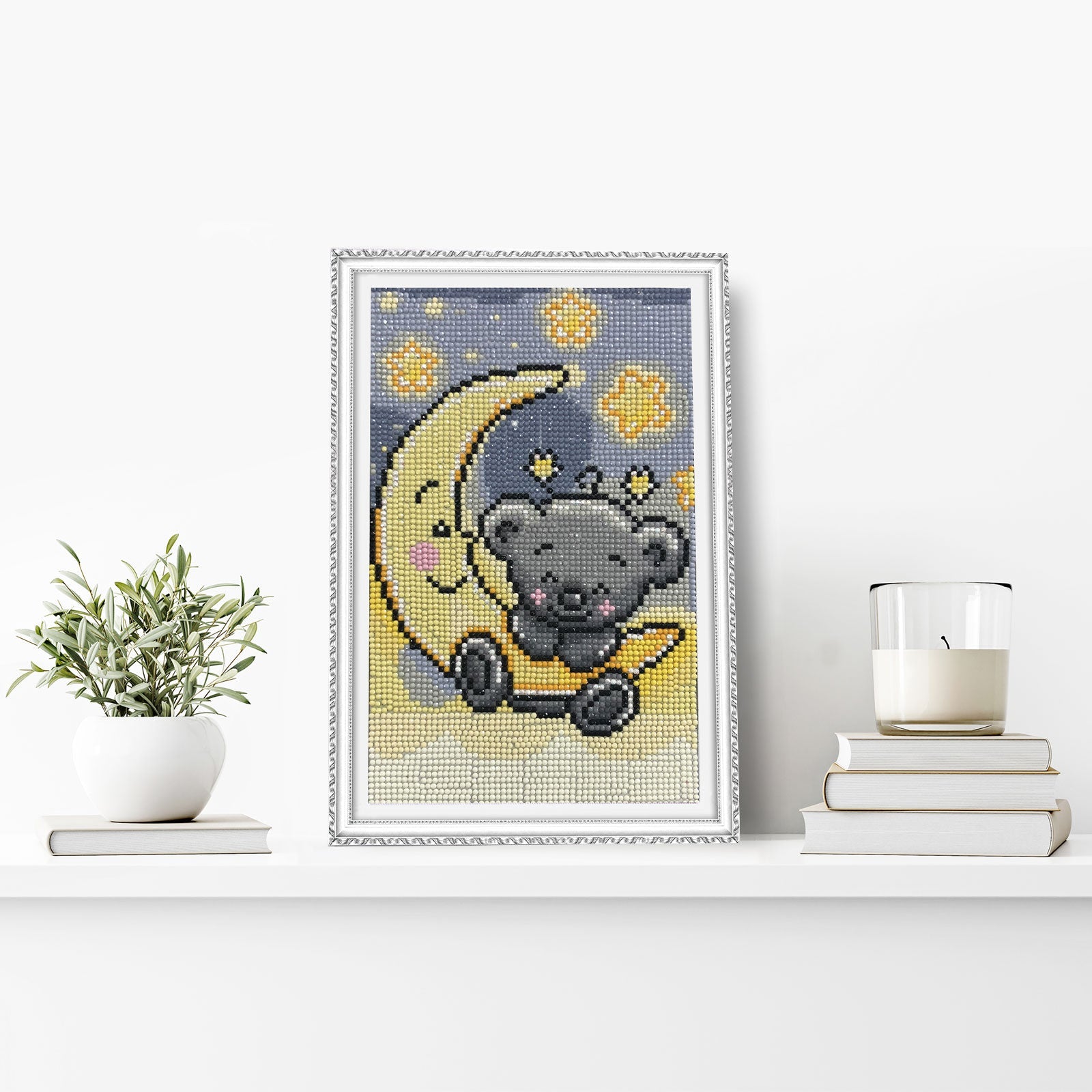 5D Diamond Painting 20x30 cm | Bear on the moon (LC016e) – Diamond painting | Varvikas.Shop