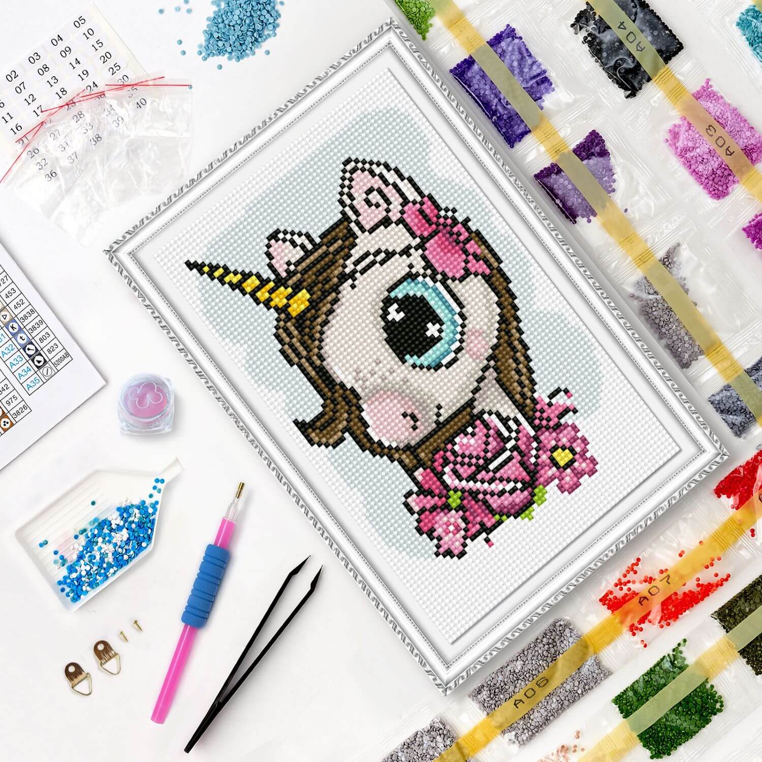 5D Diamond Painting 20x30 cm | Cute Baby Unicorn (LC037e) – Diamond painting | Varvikas.Shop