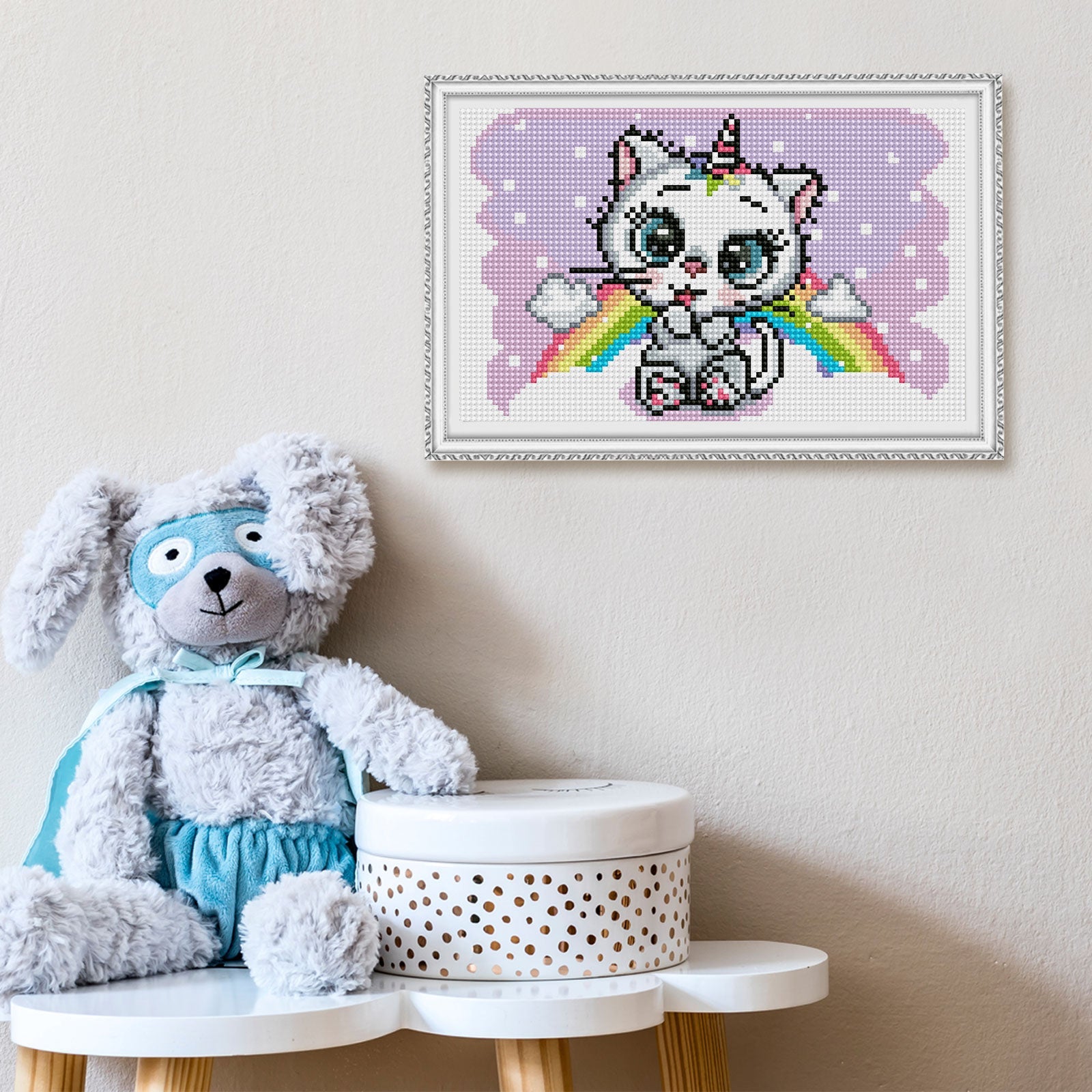 5D Diamond Painting 20x30 cm | Cute Unicorn Kitten (LC039e) – Diamond painting | Varvikas.Shop
