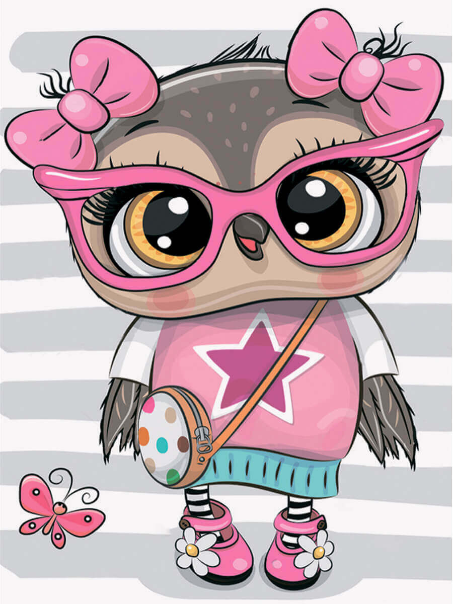 5D Diamond Painting 20x30 cm | Fashionable Owl (LC034e) – Diamond painting | Varvikas.Shop