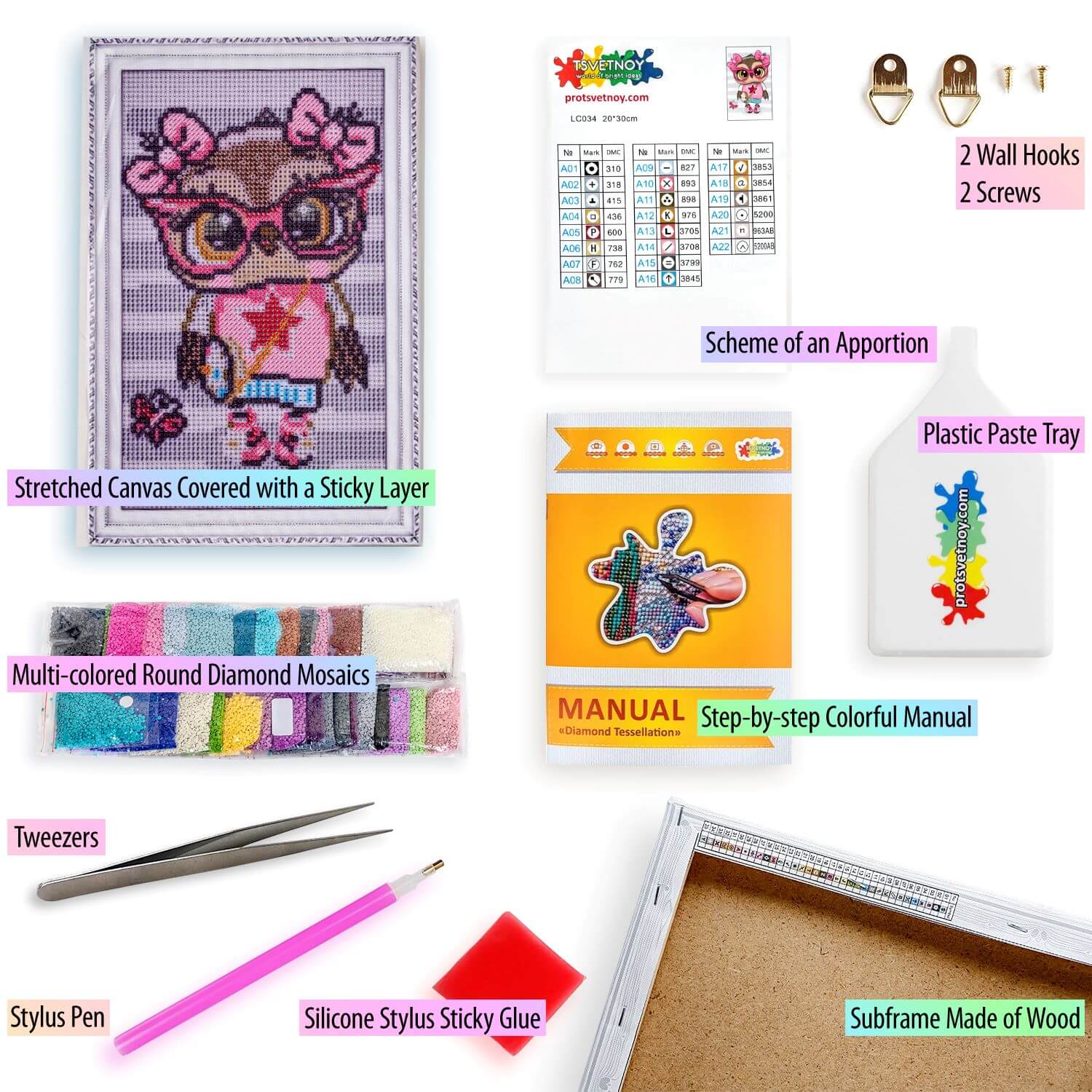 5D Diamond Painting 20x30 cm | Fashionable Owl (LC034e) – Diamond painting | Varvikas.Shop