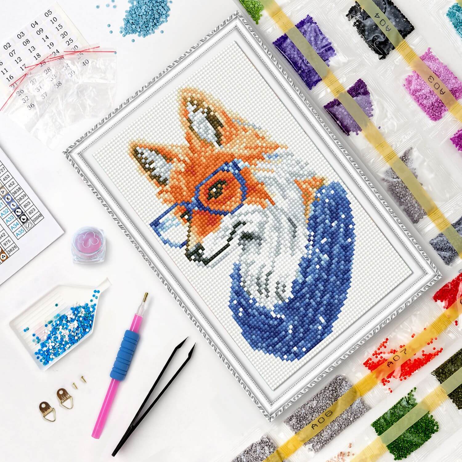 5D Diamond Painting 20x30 cm | Fox with glasses (LC011e) – Diamond painting | Varvikas.Shop