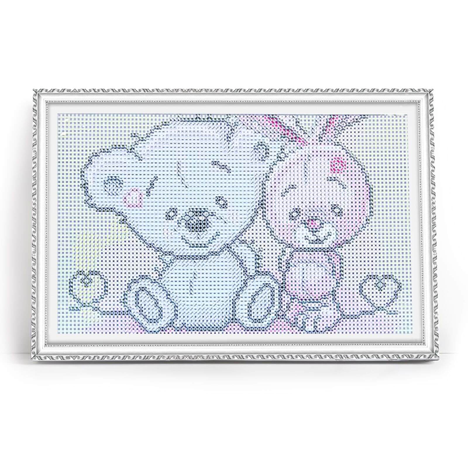 5D Diamond Painting 20x30 cm | Little Bear and Little Bunny (LC006e) – Diamond painting | Varvikas.Shop