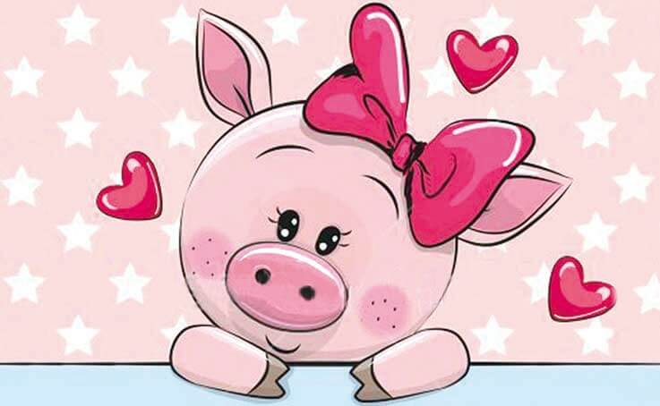 5D Diamond Painting 20x30 cm | Piggy in Love (LC007e) – Diamond painting | Varvikas.Shop