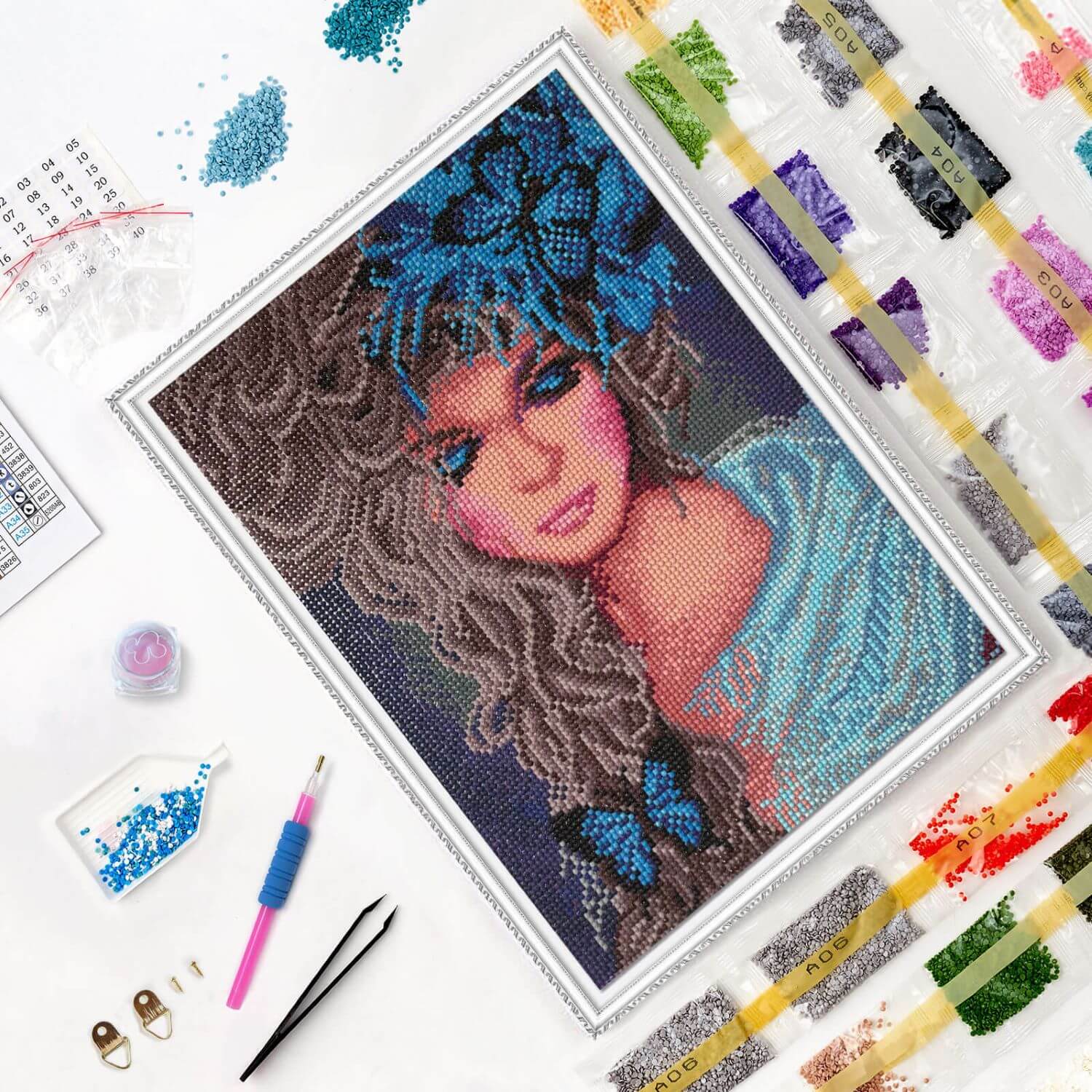 5D Diamond Painting 30x40 cm | Girl with Butterflies (LE109e) – Diamond painting | Varvikas.Shop