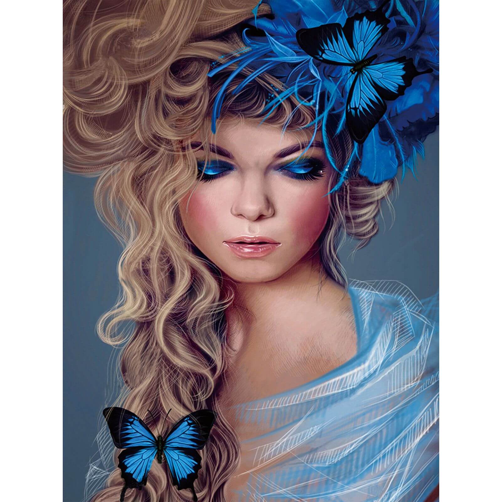 5D Diamond Painting 30x40 cm | Girl with Butterflies (LE109e) – Diamond painting | Varvikas.Shop