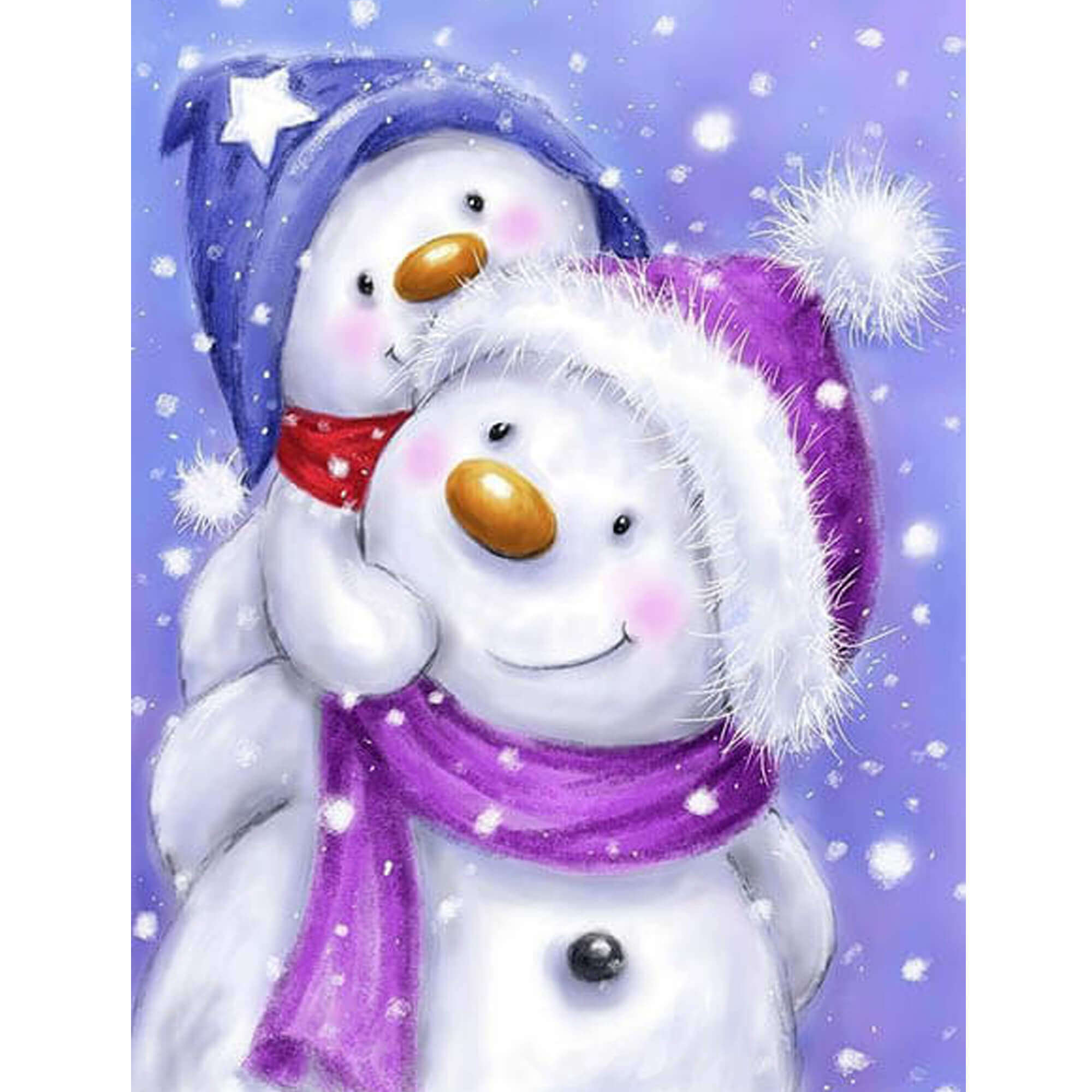 5D Diamond Painting 30x40 cm | Happy Snowman Family (LE124e) – Diamond painting | Varvikas.Shop