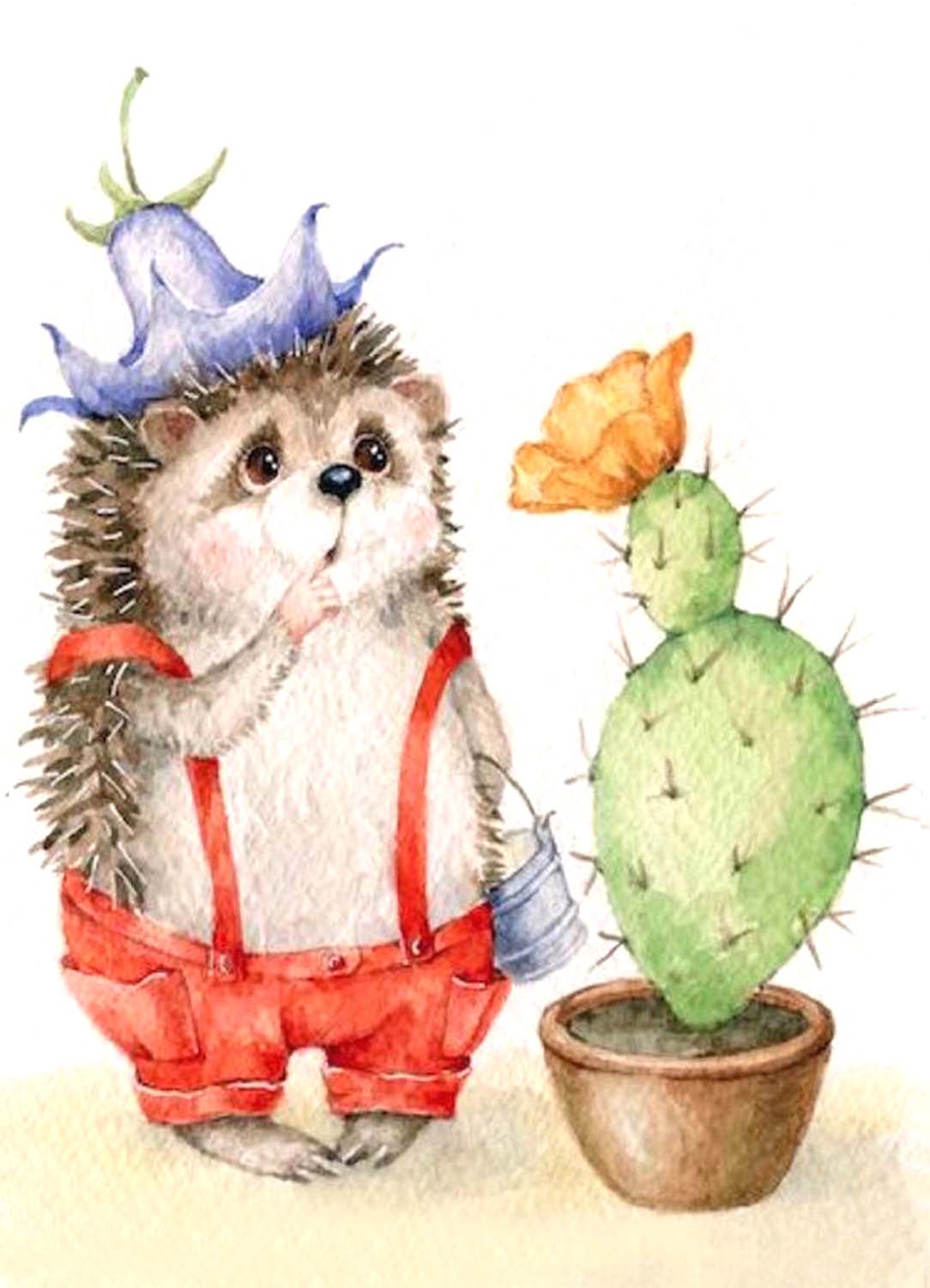 5D Diamond Painting 30x40 cm | Hedgehog surprised (LE030e) – Diamond painting | Varvikas.Shop