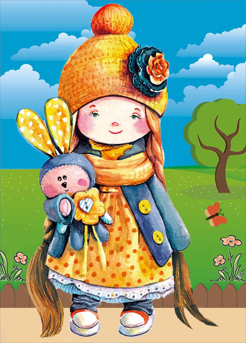 5D Diamond Painting 30x40 cm | Little Girl with a Toy (LE098e) – Diamond painting | Varvikas.Shop