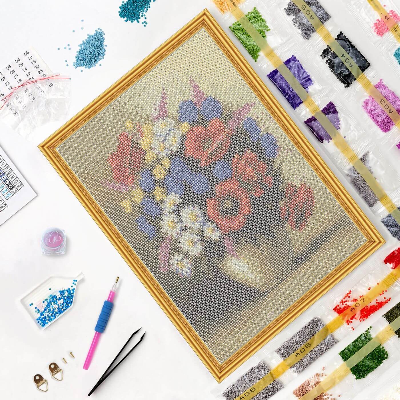 5D Diamond Painting 30x40 cm | Poppies Bouquet (LE117e) – Diamond painting | Varvikas.Shop