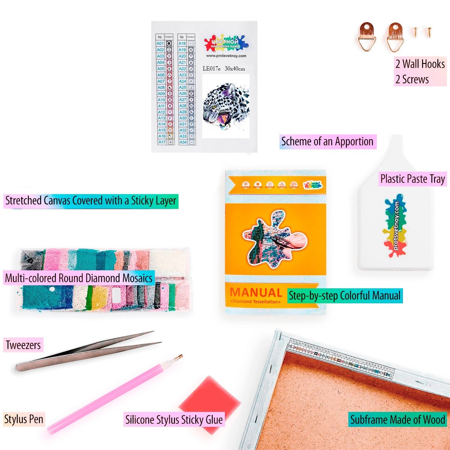 5D Diamond Painting 30x40 cm | Snow Leopard (LE017e) – Diamond painting | Varvikas.Shop