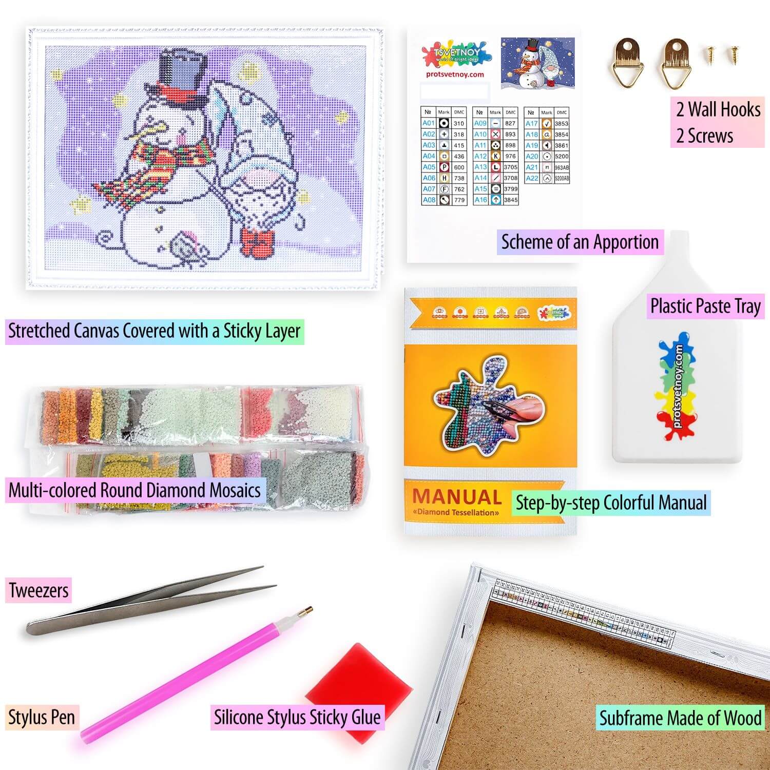 5D Diamond Painting 30x40 cm | Snowman with Dwarf (LE100e) – Diamond painting | Varvikas.Shop