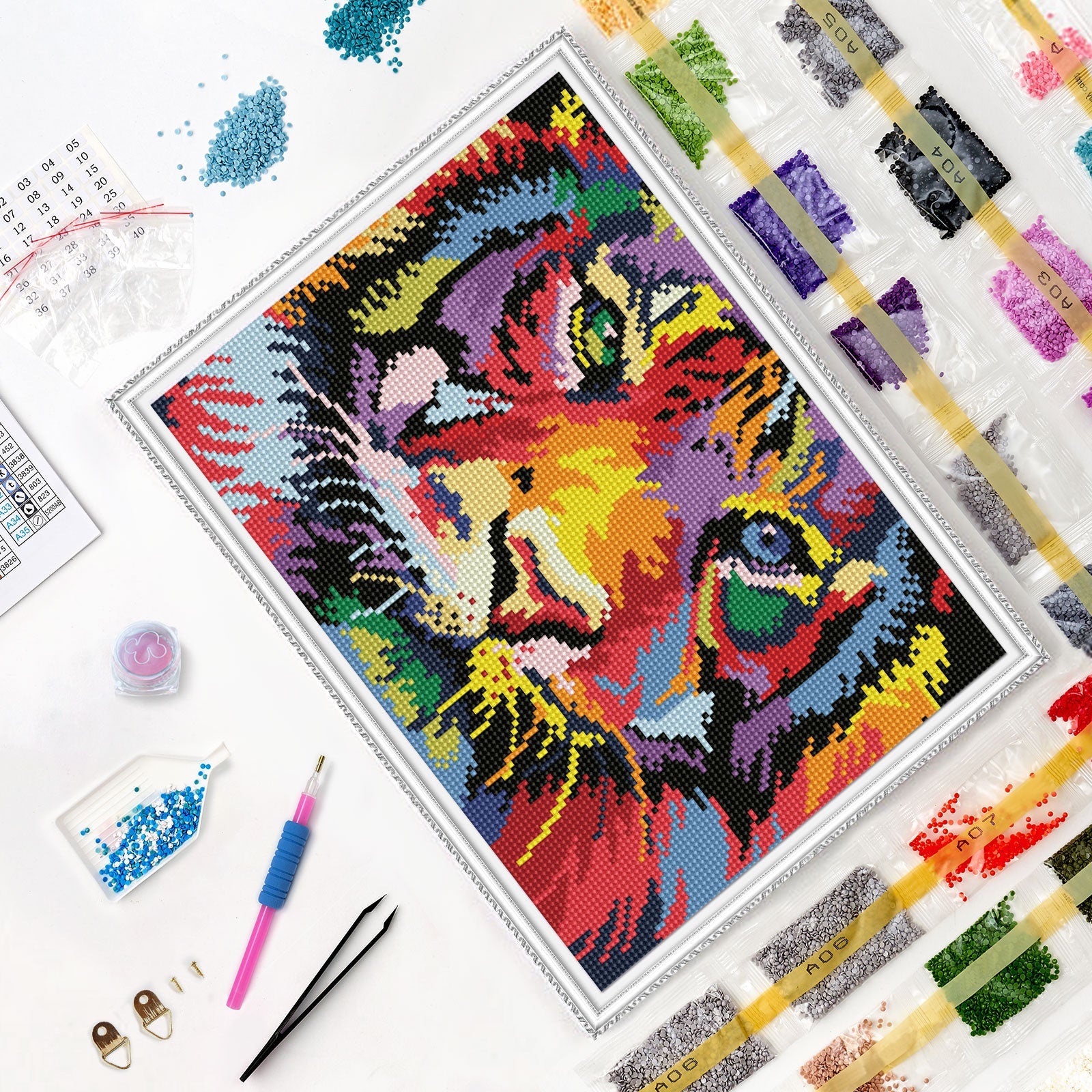 5D Diamond Painting 30x40 cm | Through the eyes of a tiger (LE137e) – Diamond painting | Varvikas.Shop