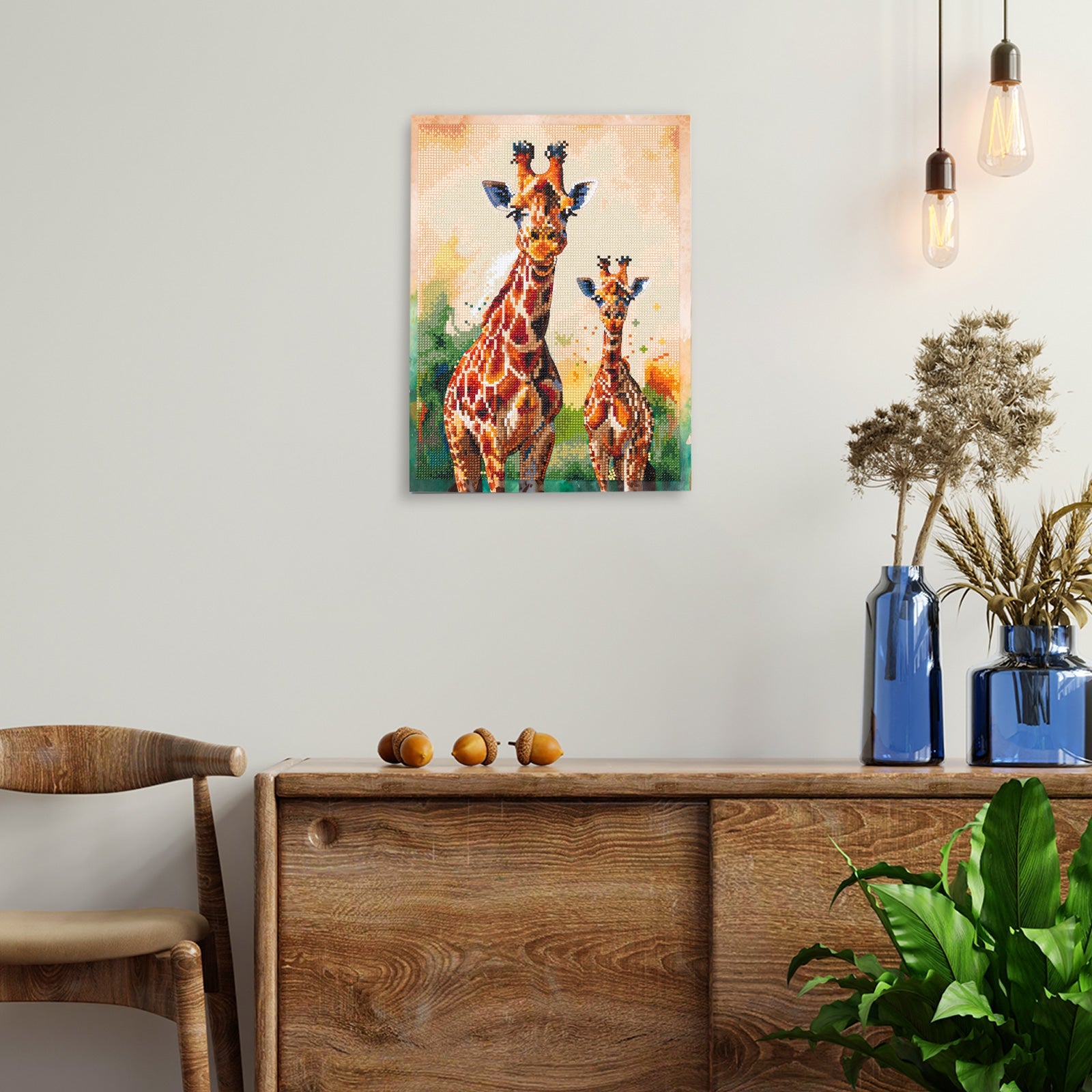 5D Diamond Painting 30×40 cm, Watercolor Giraffes (LE169e