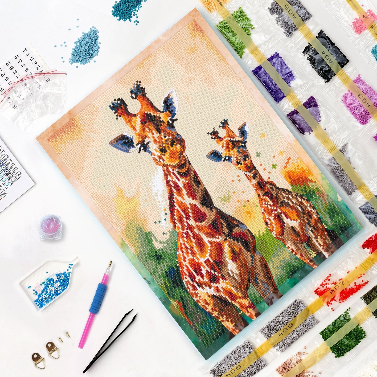 5D Diamond Painting 30x40 cm | Watercolor Giraffes (LE169e) – Diamond painting | Varvikas.Shop