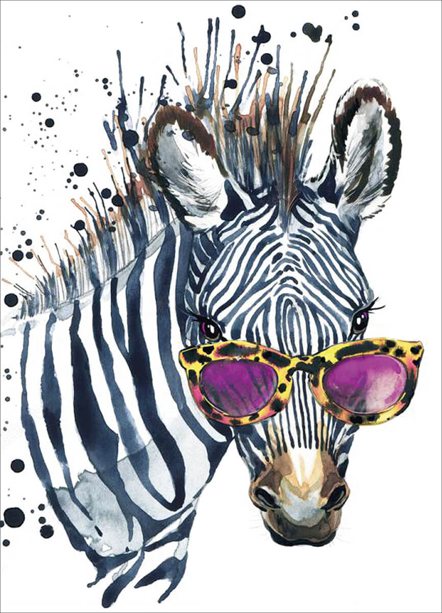 5D Diamond Painting 30x40 cm | Zebra with Glasses (LE112e) – Diamond painting | Varvikas.Shop
