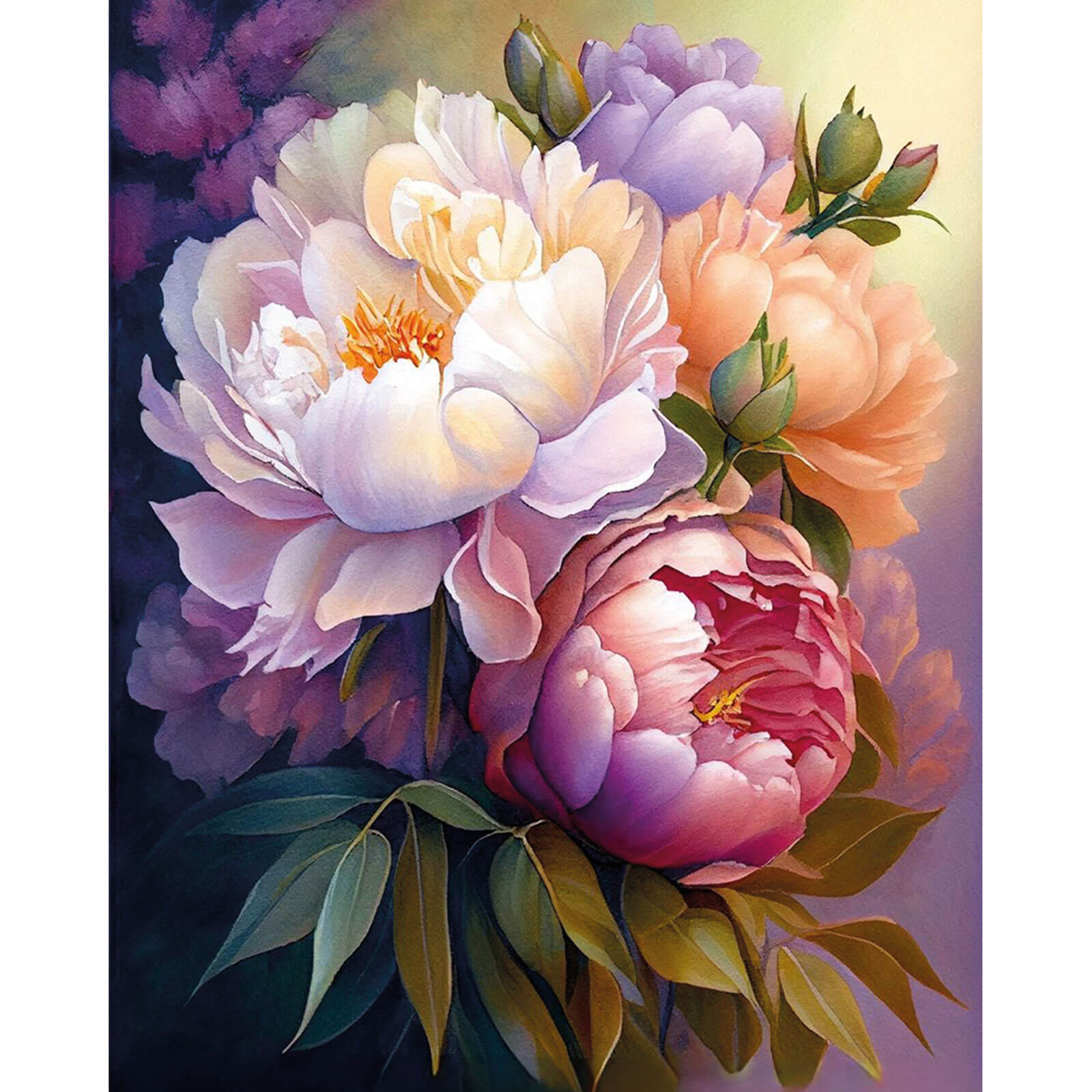 5D Diamond Painting 40x50 cm | Blossoming peonies (LG334e) – Diamond painting | Varvikas.Shop