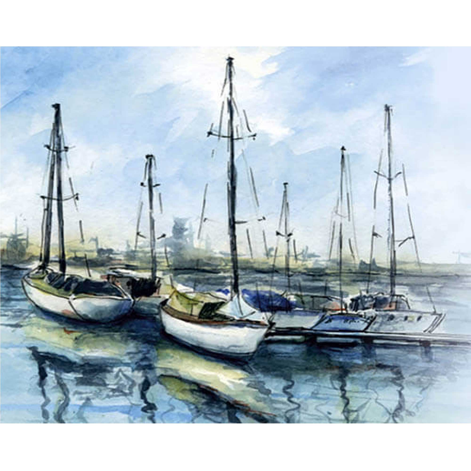 5D Diamond Painting 40x50 cm | Boats in Harbor (LG300e) – Diamond painting | Varvikas.Shop