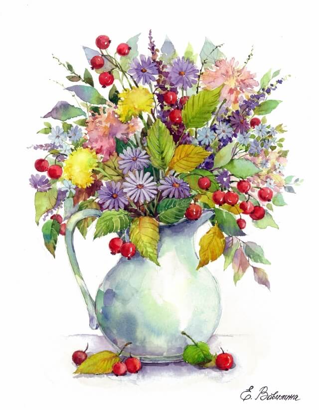 5D Diamond Painting 40x50 cm | Bouquet with dandelions and berries (LG024e) – Diamond painting | Varvikas.Shop
