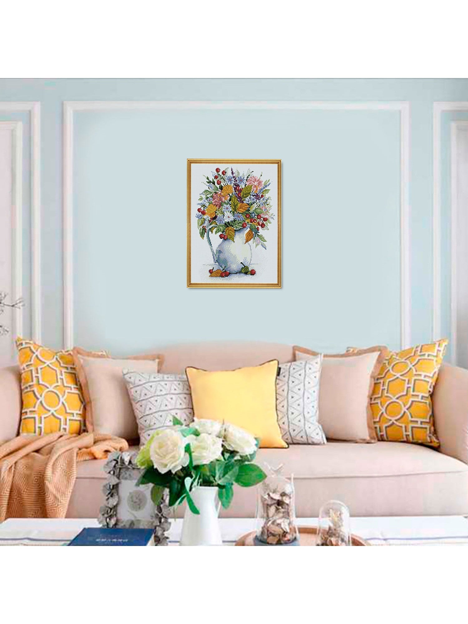 5D Diamond Painting 40x50 cm | Bouquet with dandelions and berries (LG024e) – Diamond painting | Varvikas.Shop