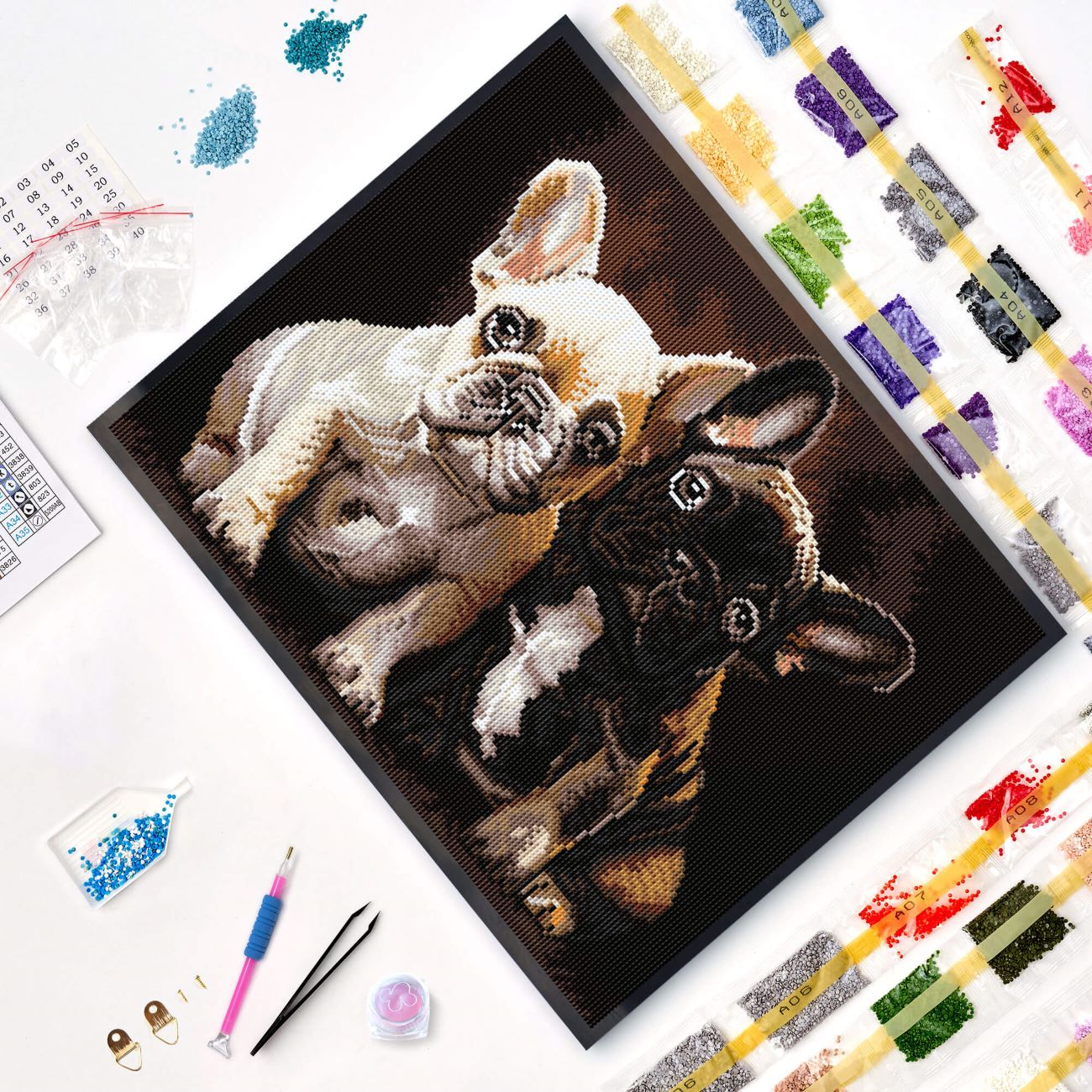 5D Diamond Painting 40x50 cm | Bulldog Buddies (LG375e) – Diamond painting | Varvikas.Shop