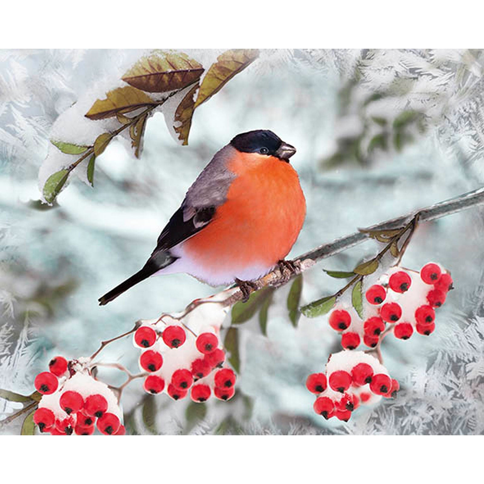 5D Diamond Painting 40x50 cm | Bullfinch with Berries (LG303e) – Diamond painting | Varvikas.Shop