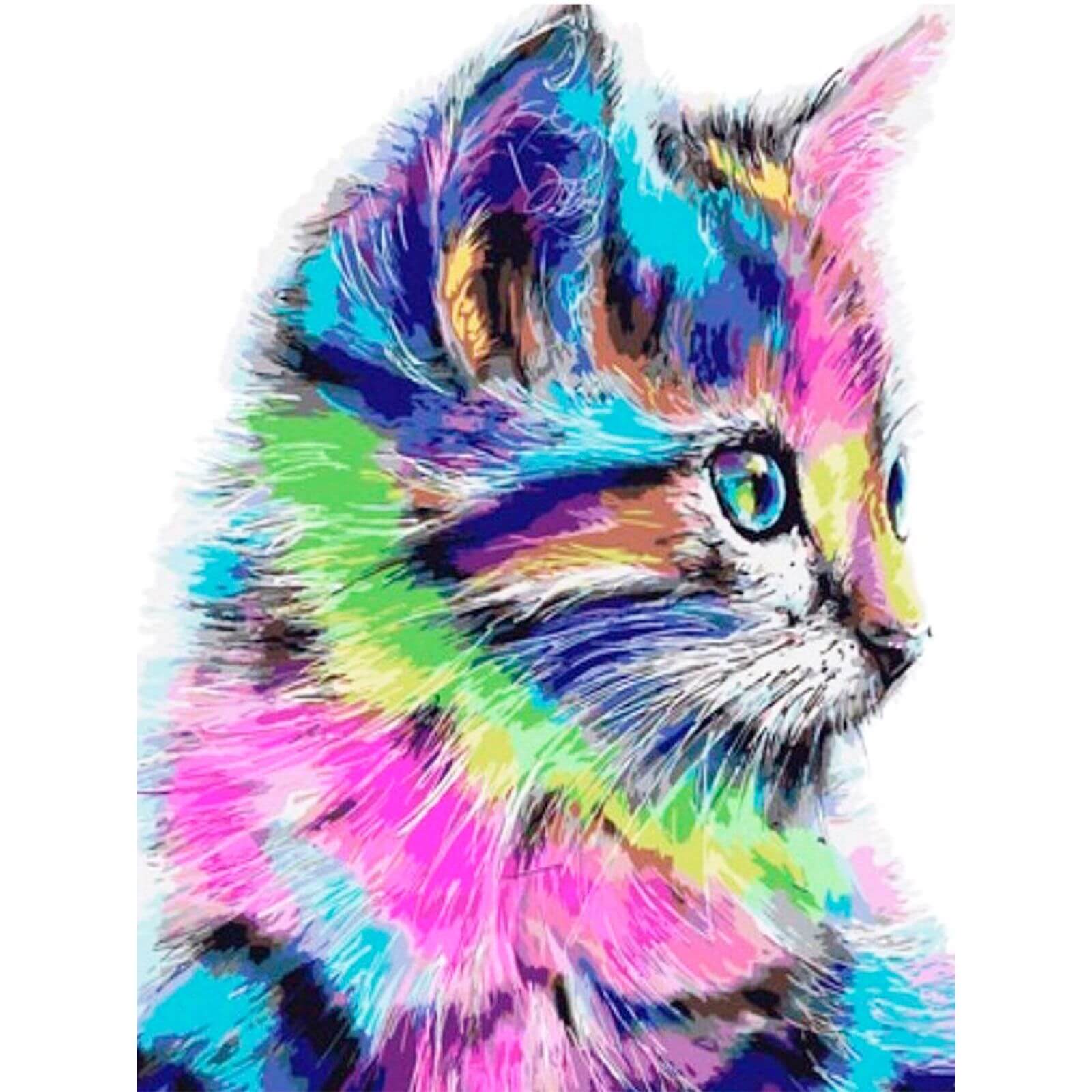 5D Diamond Painting 40x50 cm | Colorful Kitten (LG009e) – Diamond painting | Varvikas.Shop