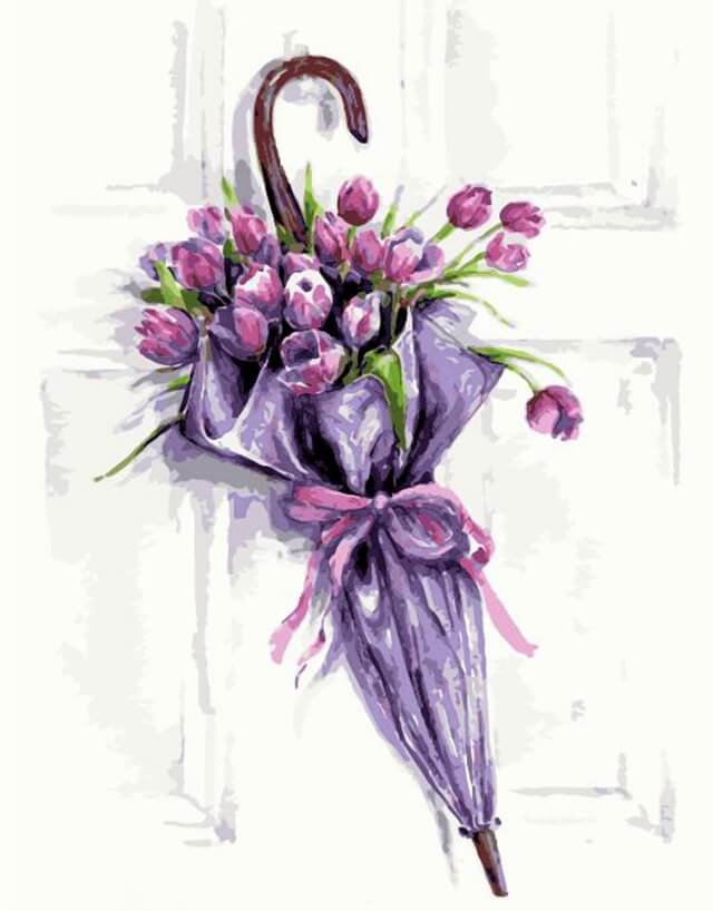 5D Diamond Painting 40x50 cm | Flower umbrella (LG070e) – Diamond painting | Varvikas.Shop